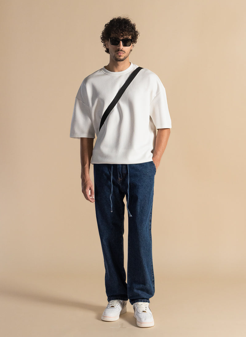 COMFORT STRAIGHT FIT DENIM TROUSERS