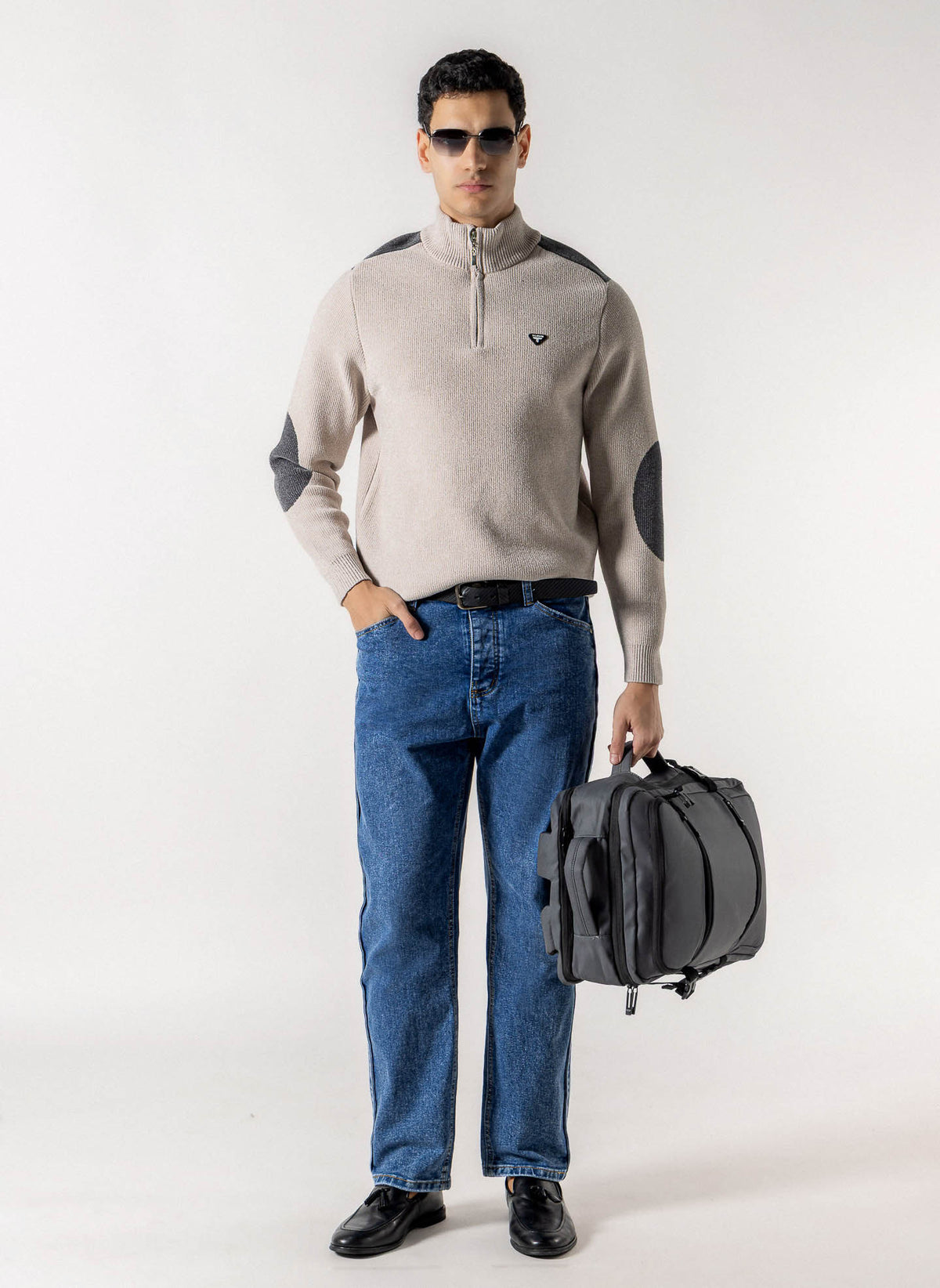 QUARTER ZIP KNIT SWEATER