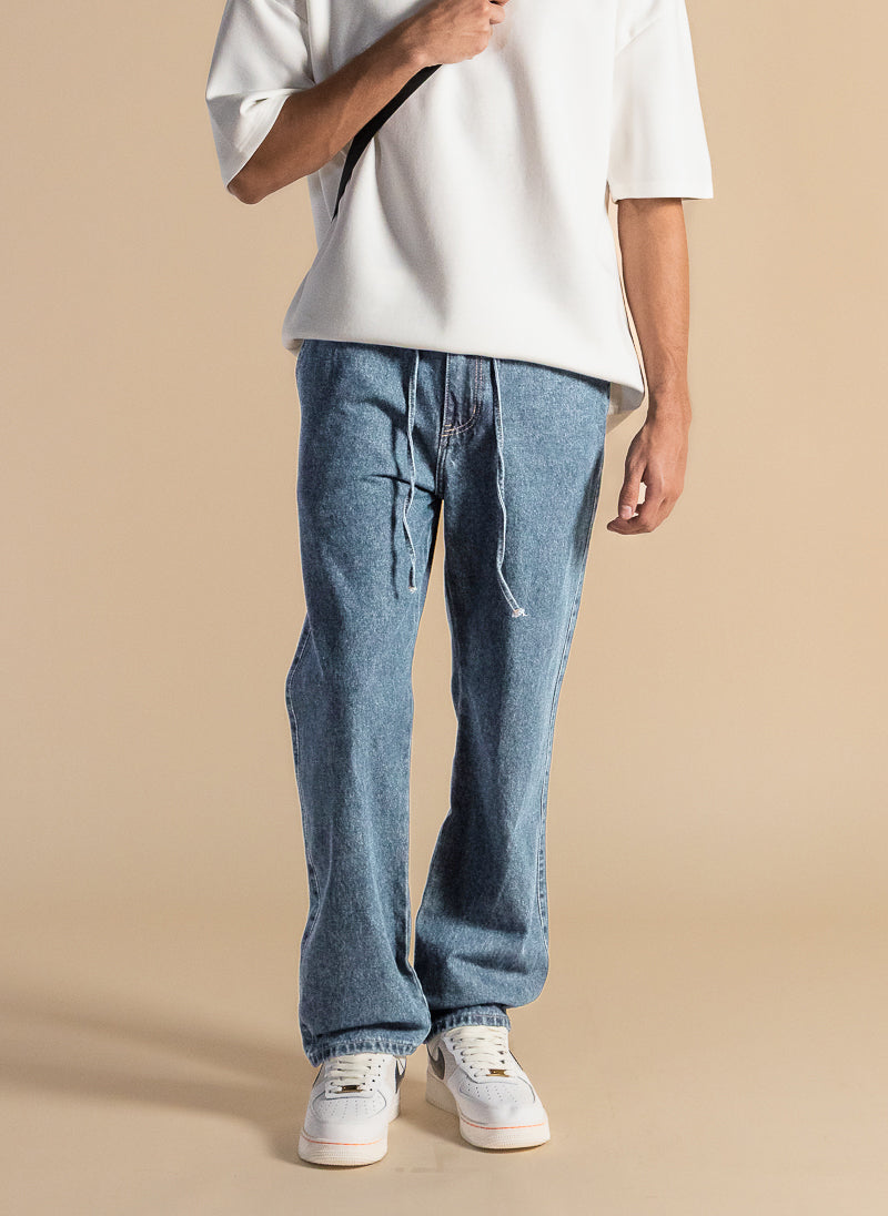COMFORT STRAIGHT FIT DENIM TROUSERS