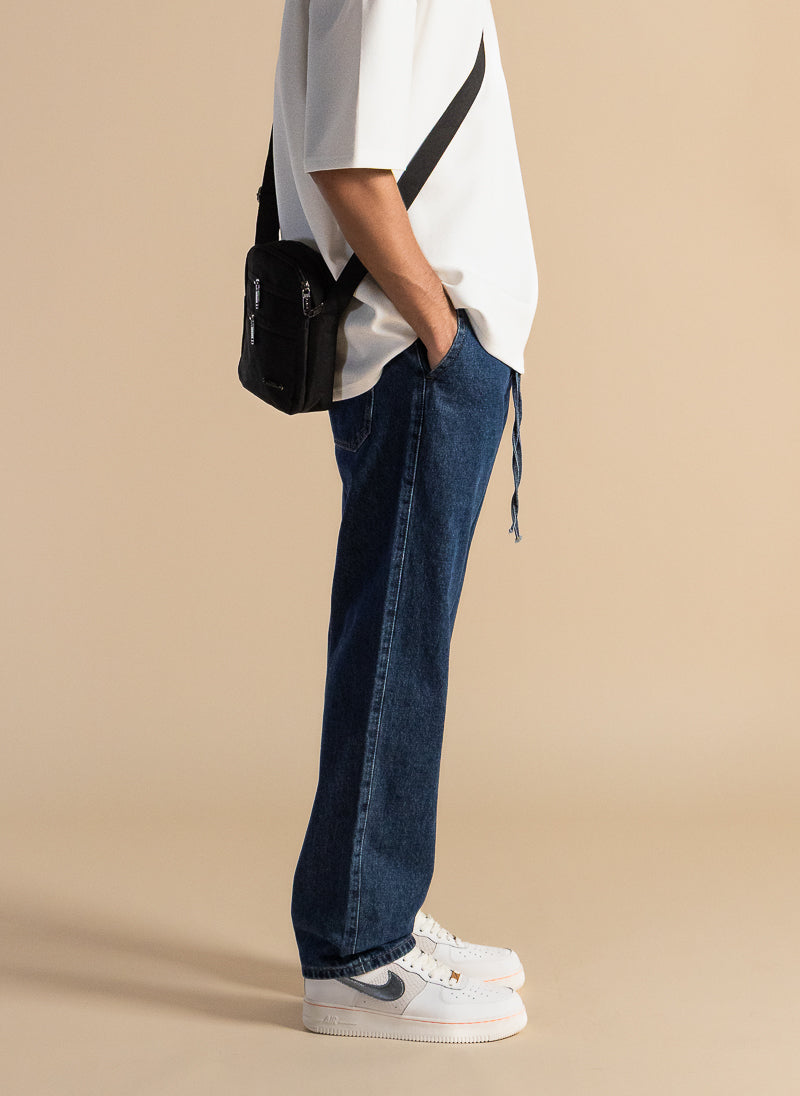 COMFORT STRAIGHT FIT DENIM TROUSERS