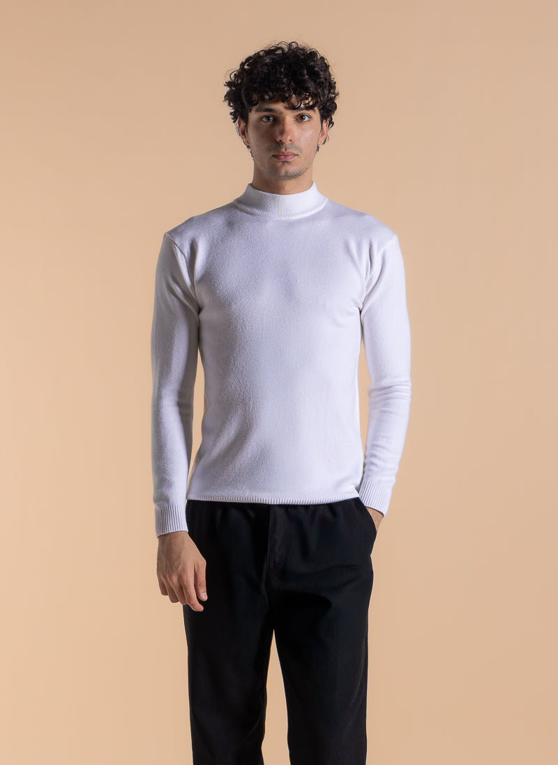 FITTED MOCK NECK SWEATER