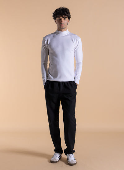 FITTED MOCK NECK SWEATER