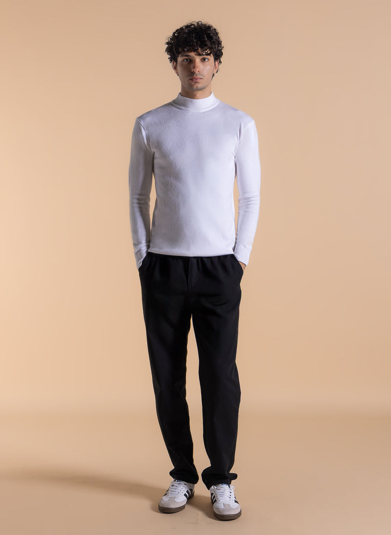 FITTED MOCK NECK SWEATER