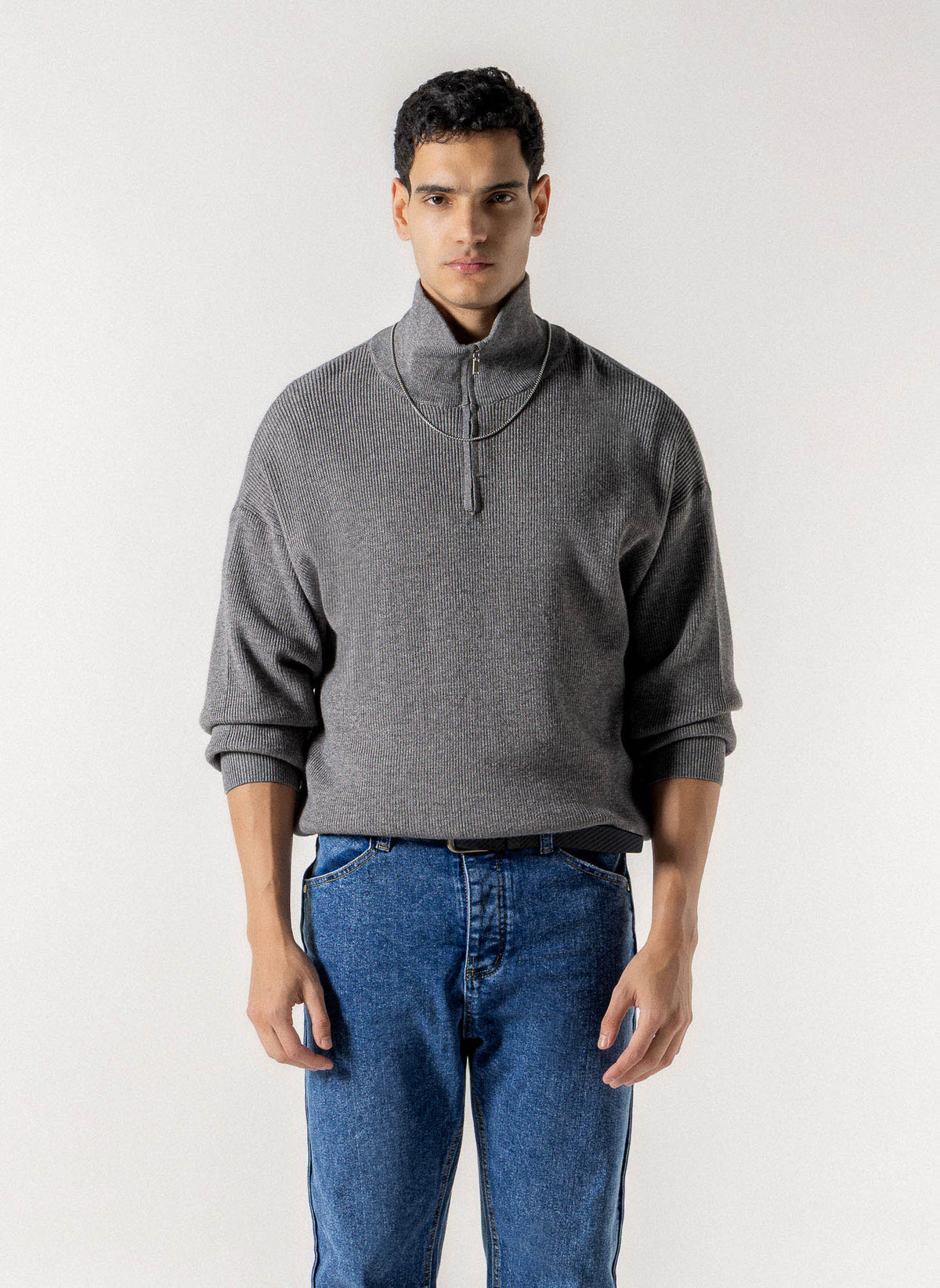 KNIT QUATER ZIP SWEATER