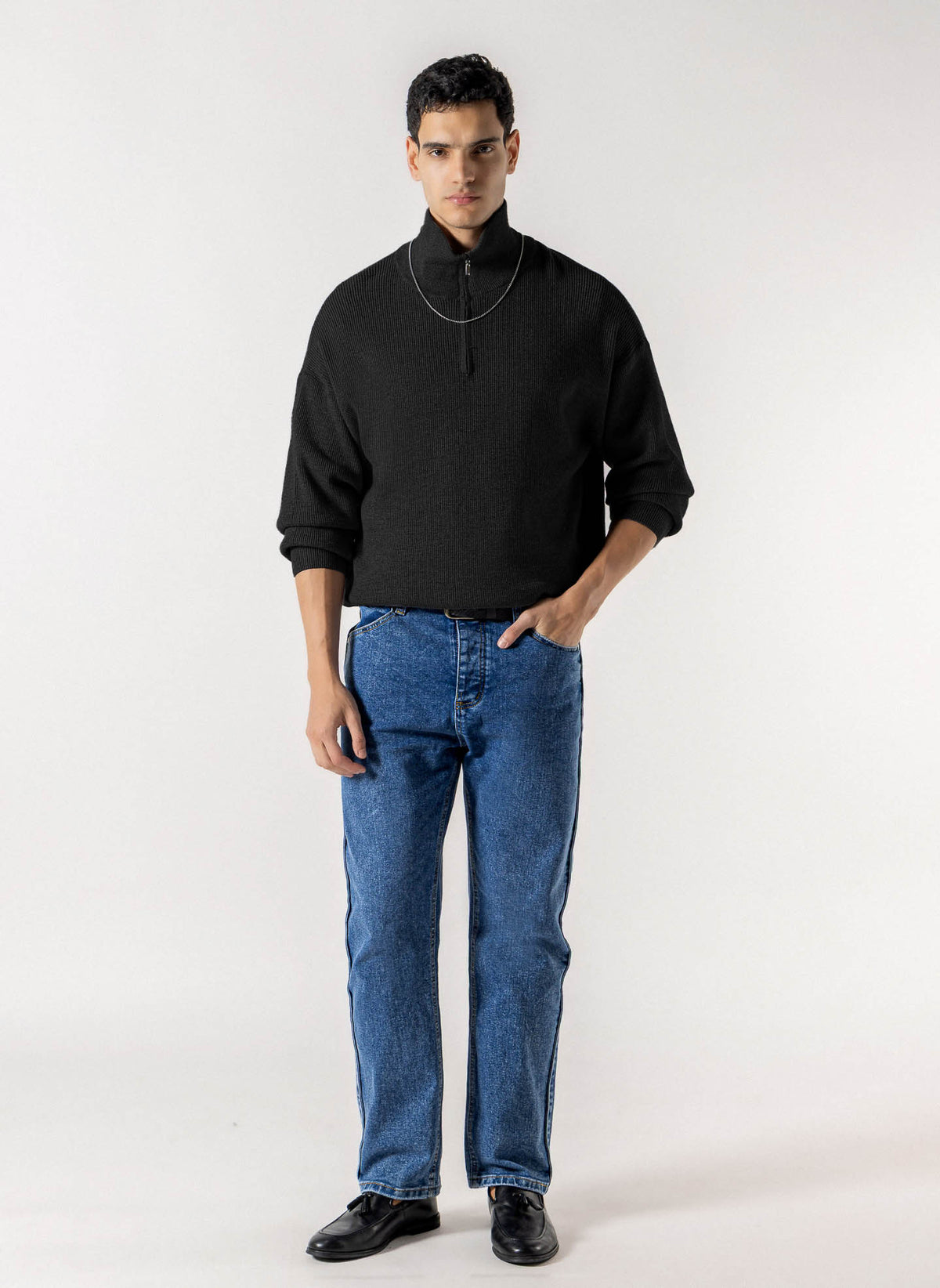 KNIT QUATER ZIP SWEATER