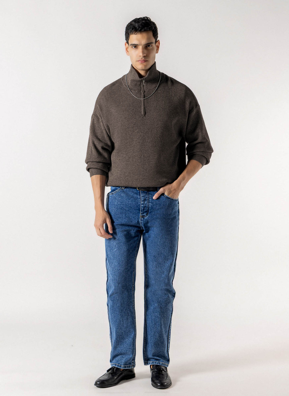 KNIT QUATER ZIP SWEATER