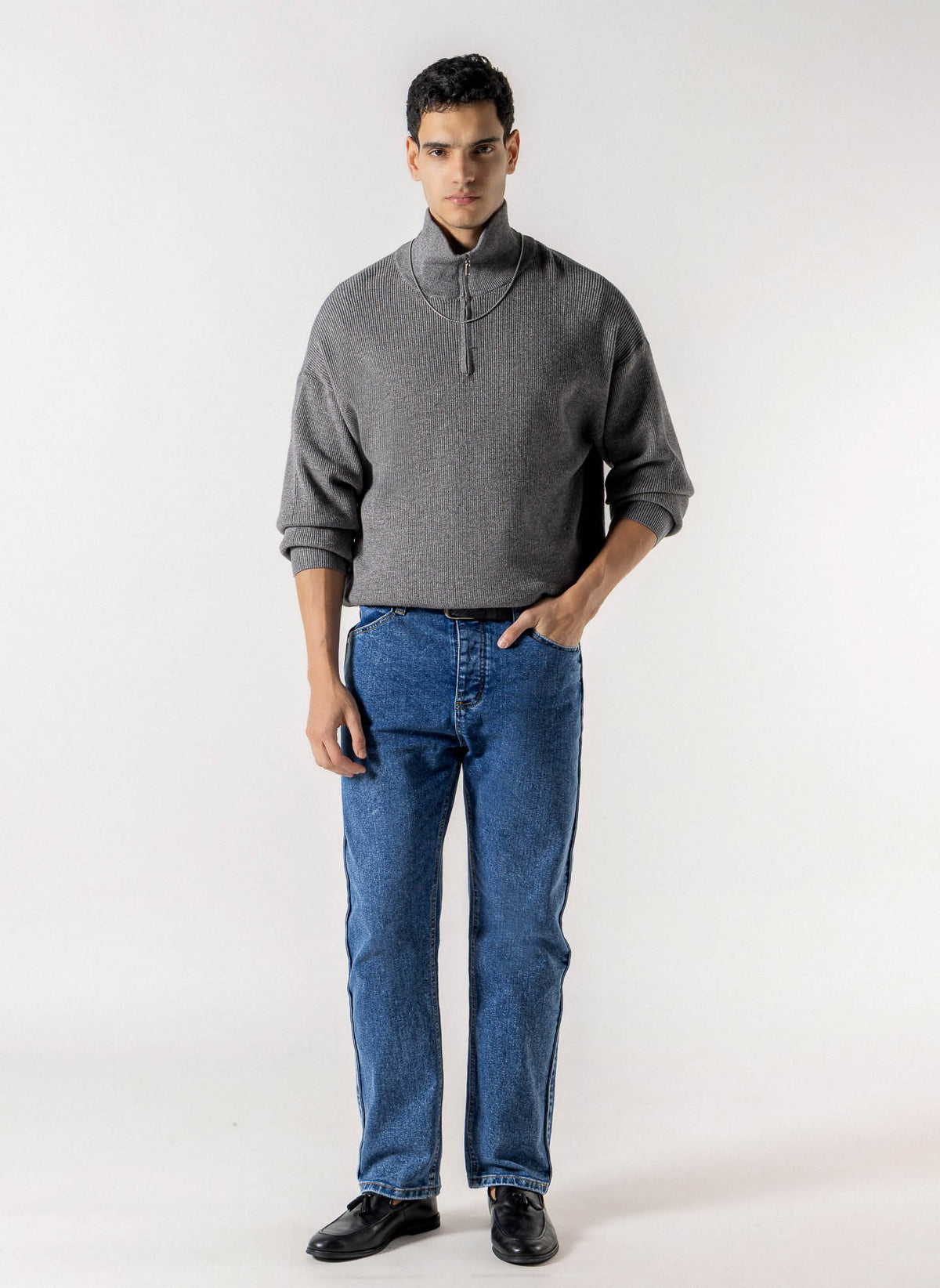 KNIT QUATER ZIP SWEATER