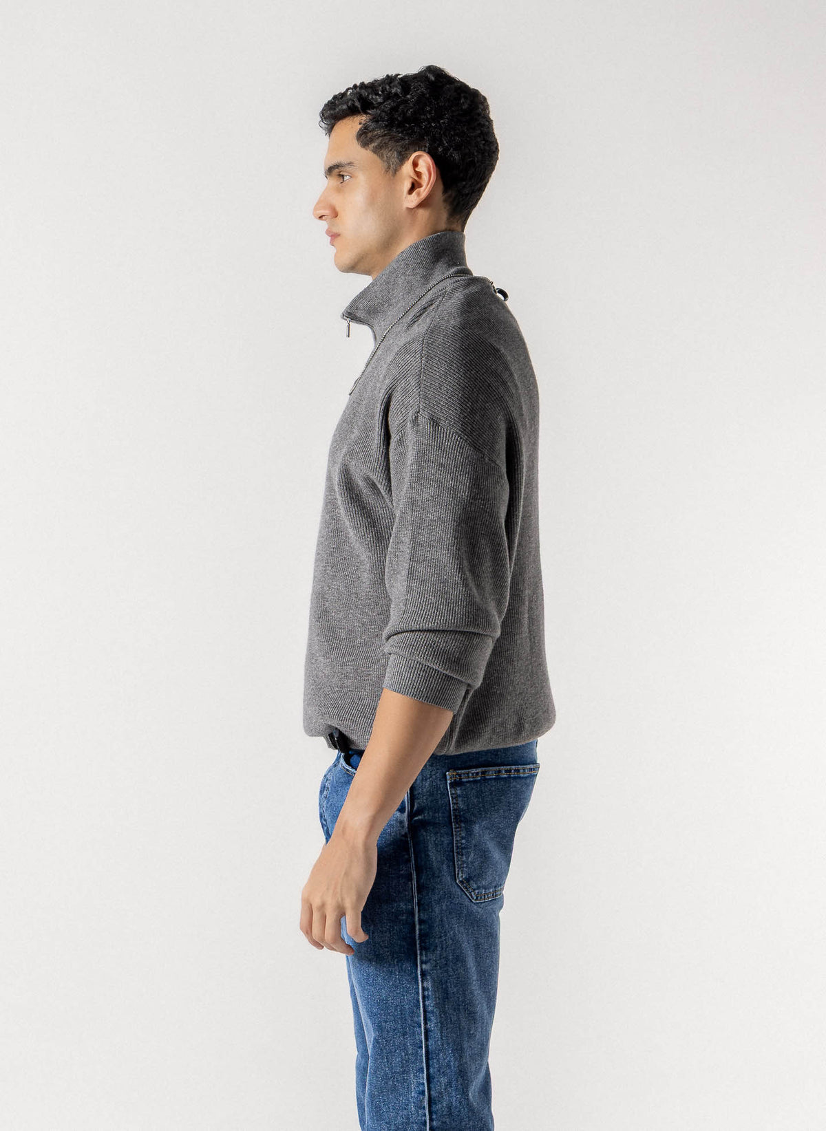 KNIT QUATER ZIP SWEATER