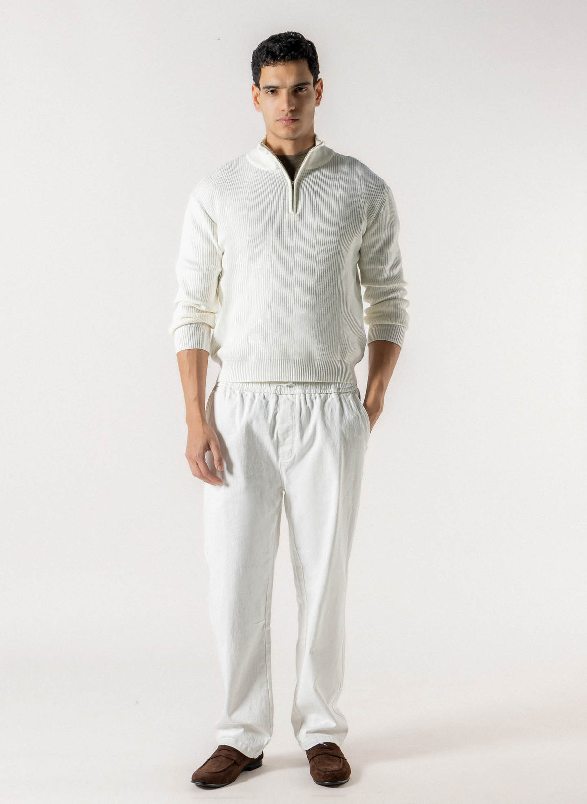 SOFT COTTON DENIM TROUSERS