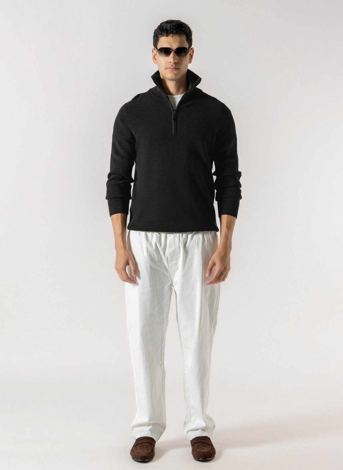 WOOL QUATER ZIP SWEATER