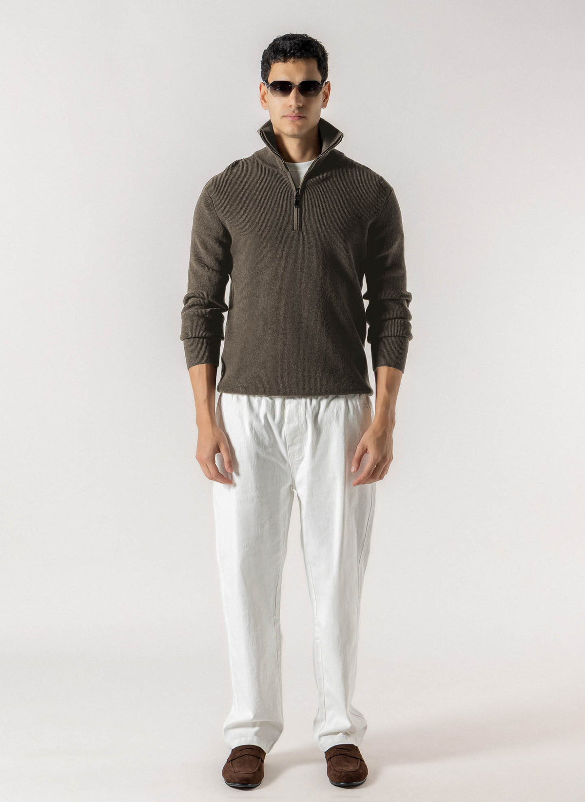 WOOL QUATER ZIP SWEATER
