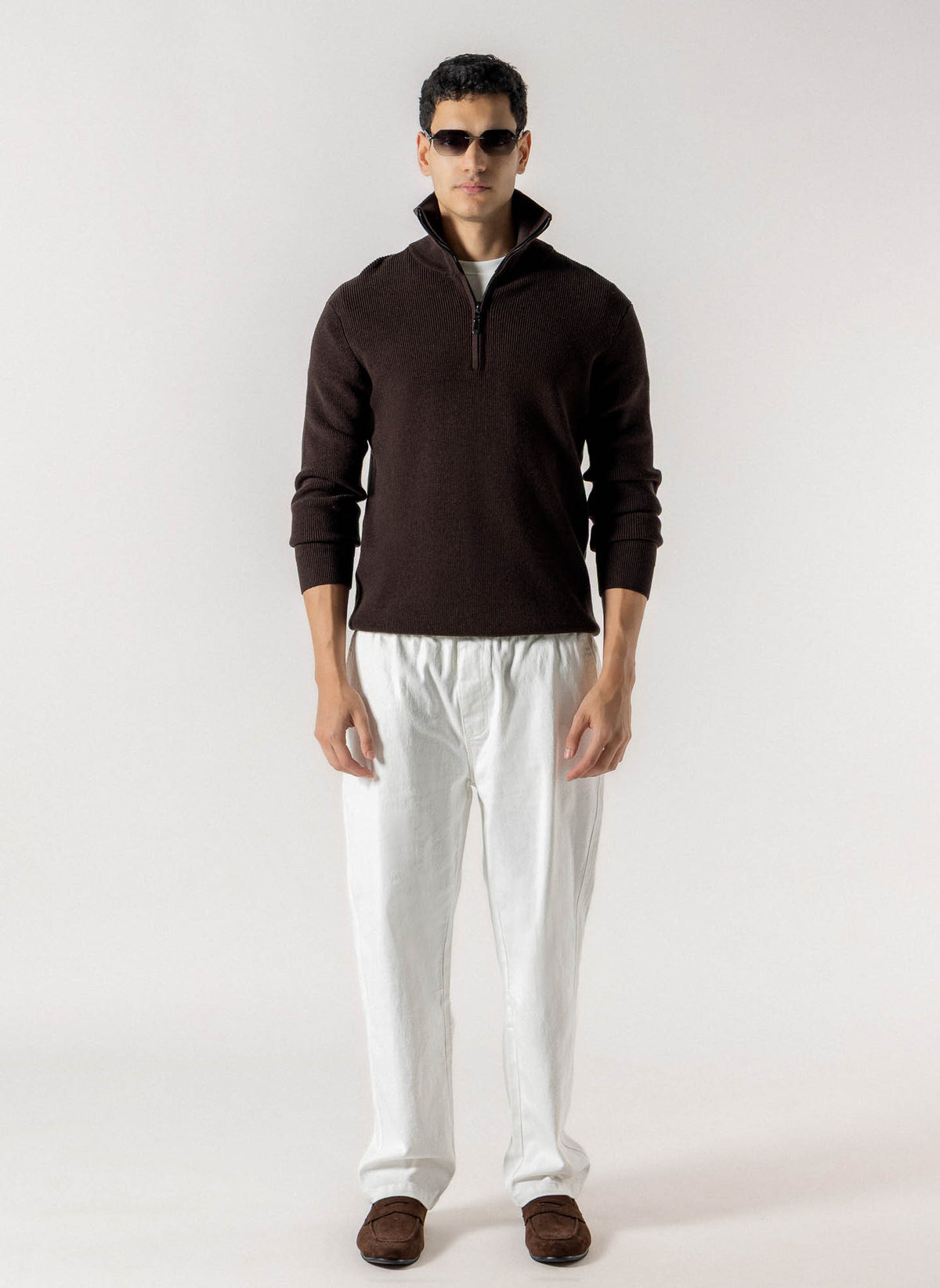 WOOL QUATER ZIP SWEATER