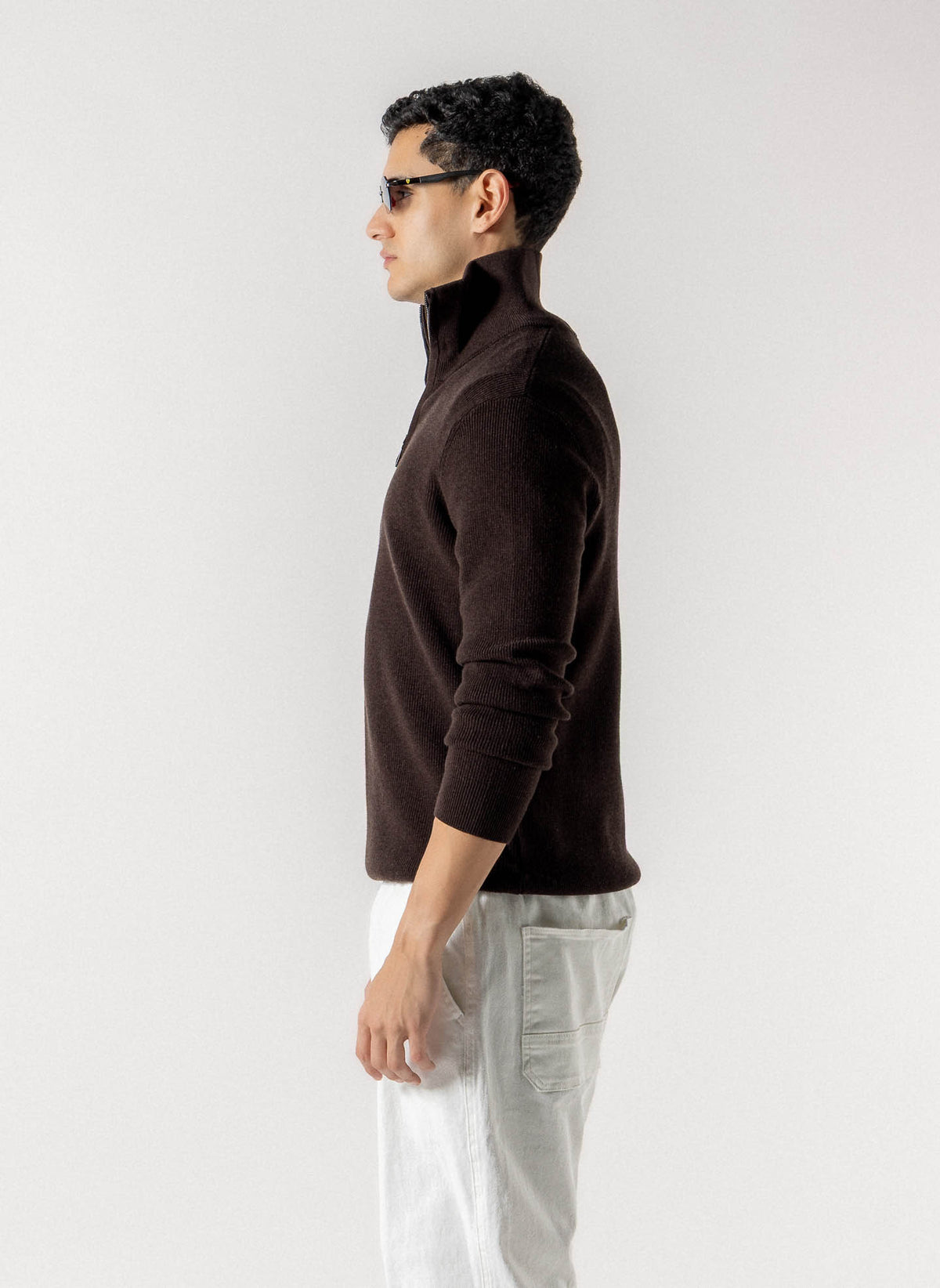 WOOL QUATER ZIP SWEATER