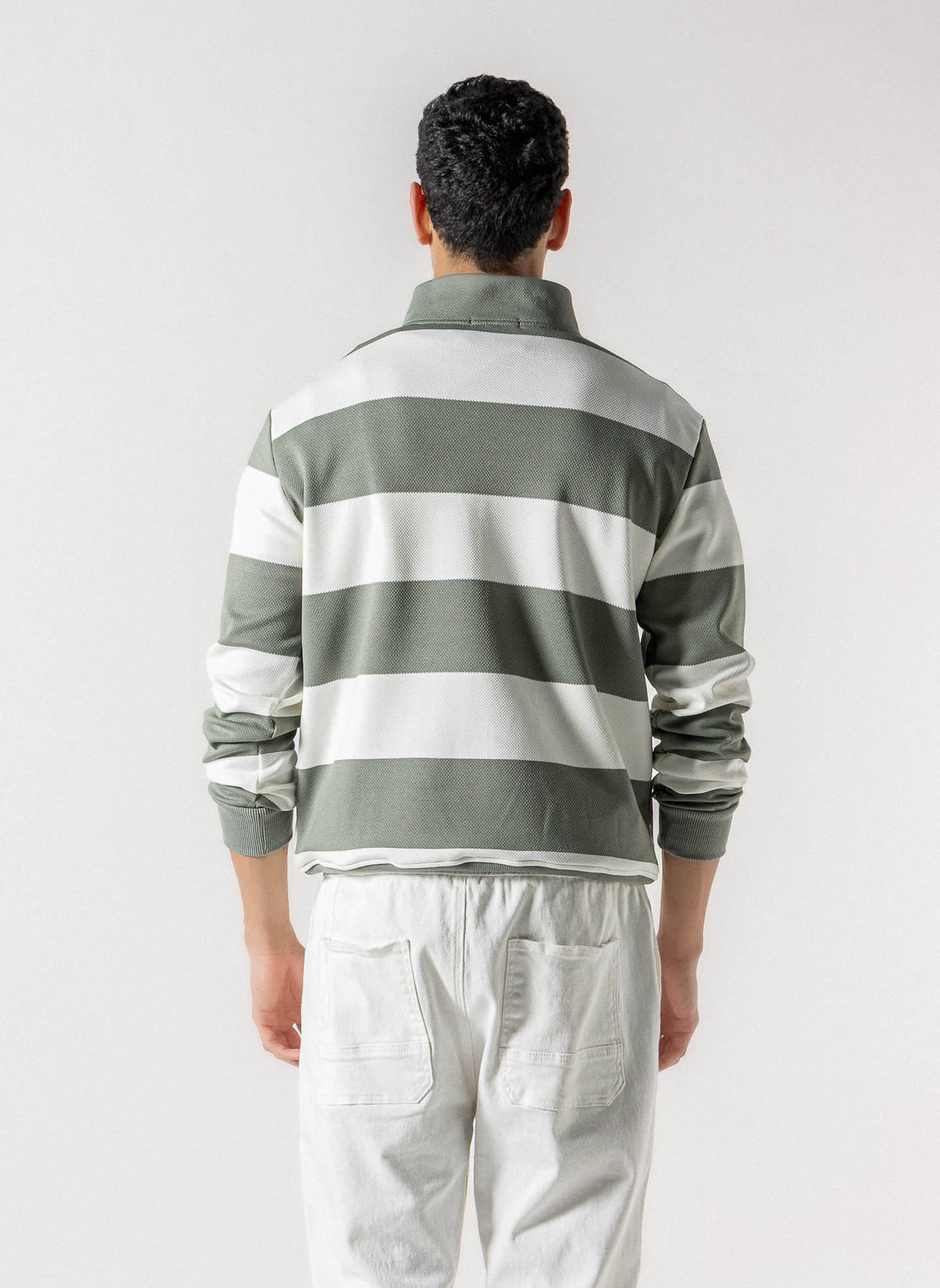 STRIPED HALF ZIP SWEATSHIRT