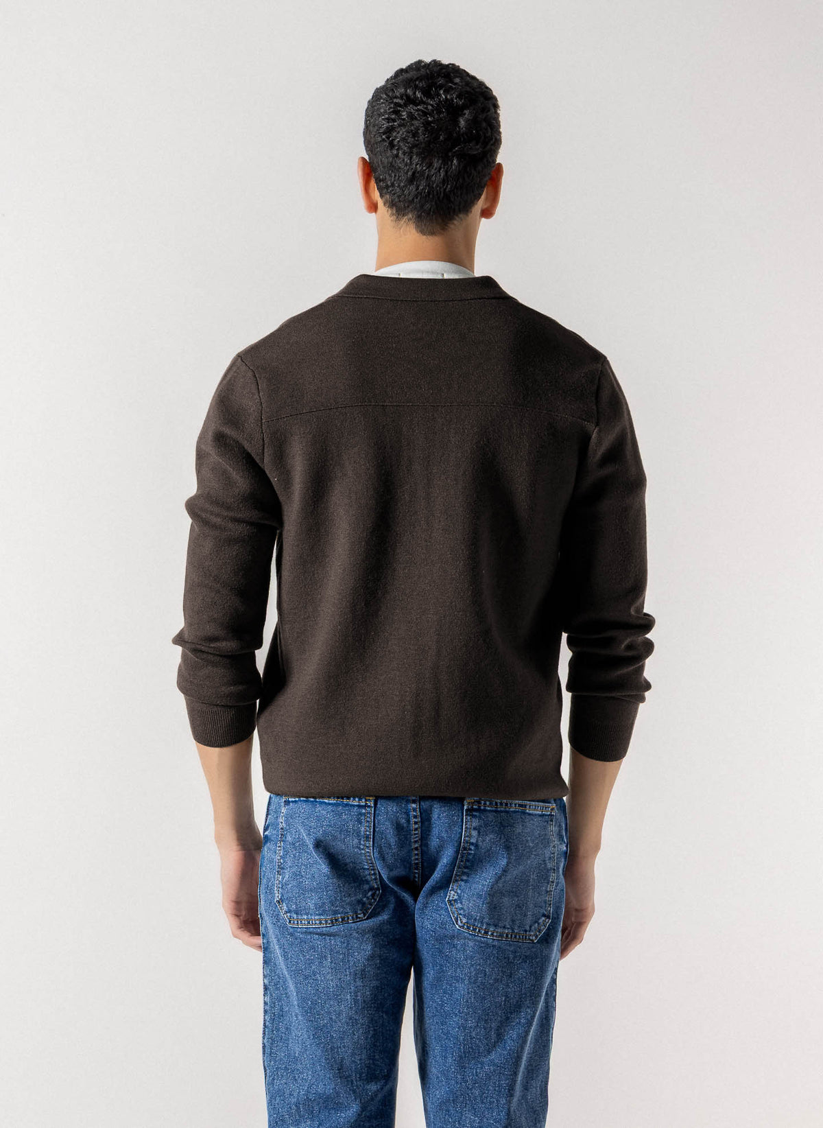 FULL ZIP COLLARED KNIT CARDIGAN