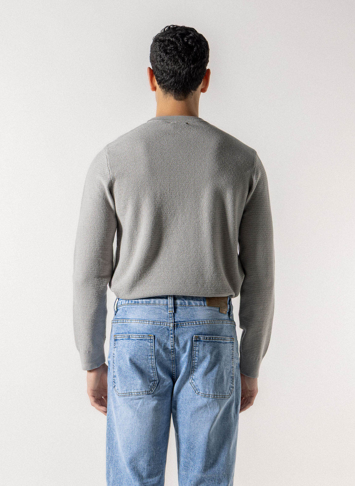 TEXTURED CREW NECK SWEATER