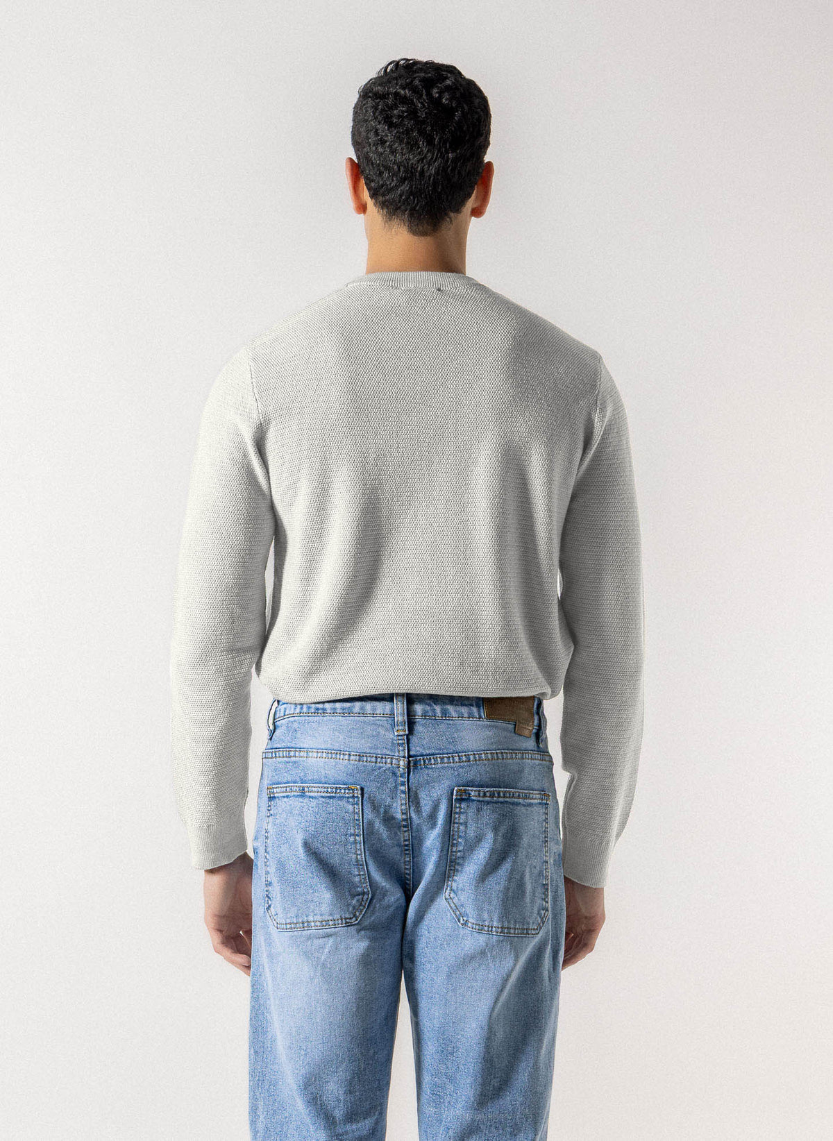 TEXTURED CREW NECK SWEATER