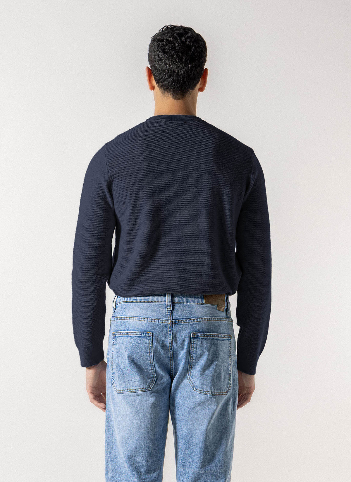 TEXTURED CREW NECK SWEATER