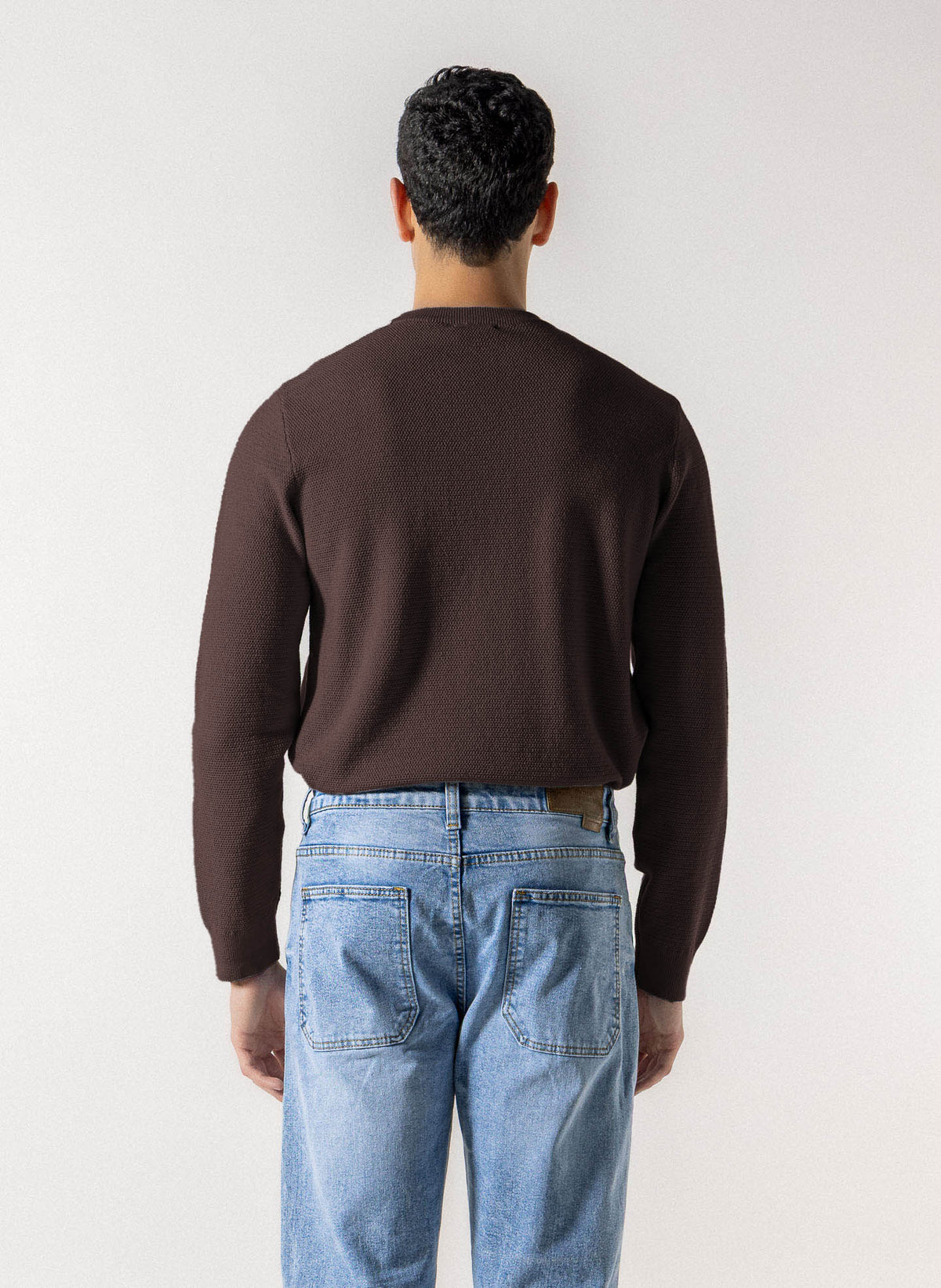 TEXTURED CREW NECK SWEATER