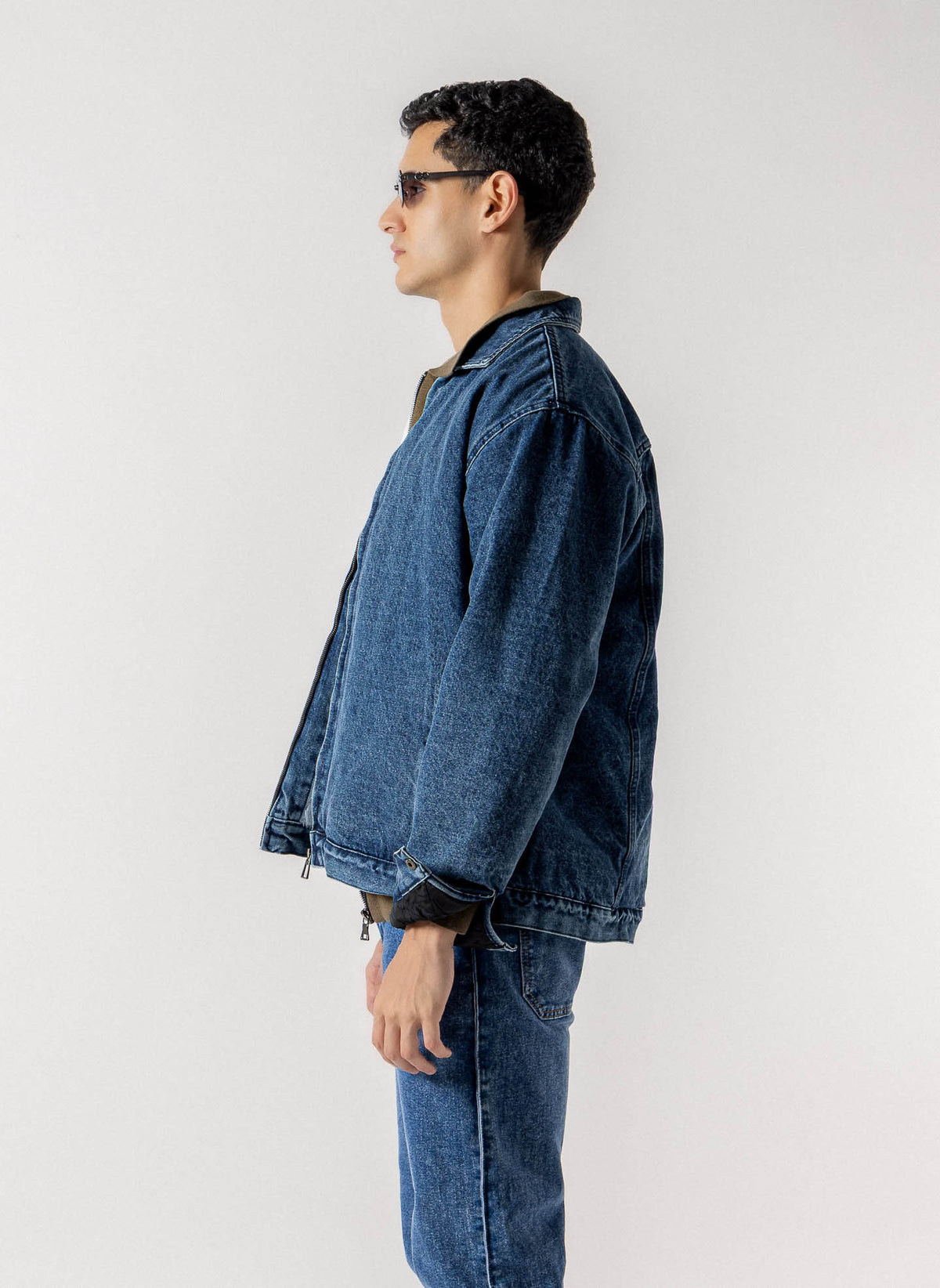 FLEECE LINED ZIP DENIM JACKET