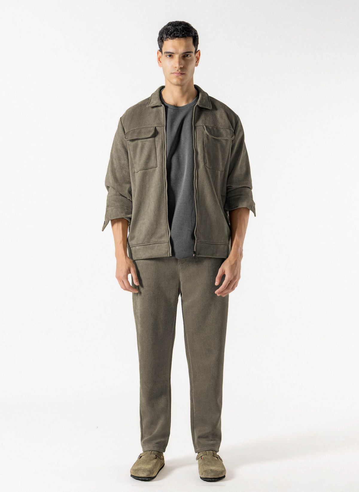 FAUX SUEDE JACKET SET