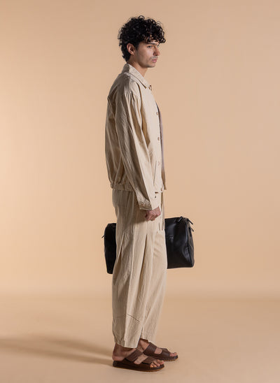 LINEN BLEND TEXTURED SHIRT SET