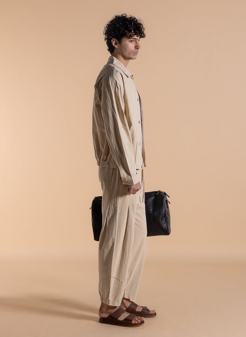LINEN BLEND TEXTURED SHIRT SET