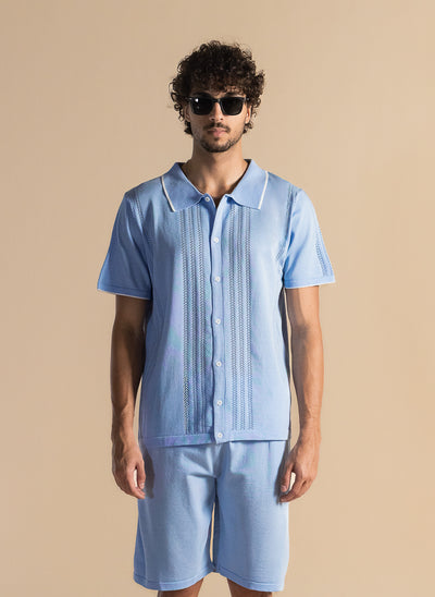 FINE KNIT DETAILED SHIRT SET