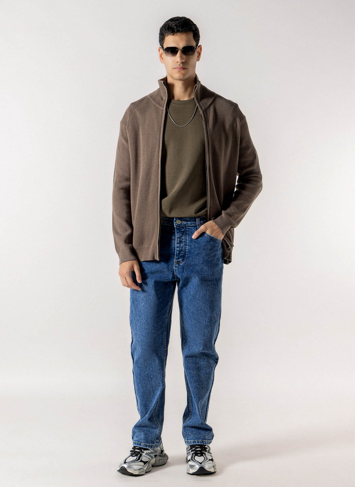 FULL ZIP HIGH NECK CARDIGAN