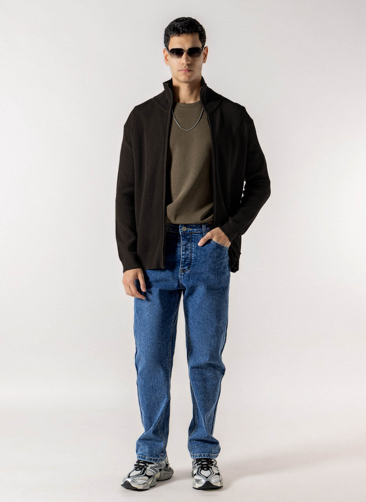 FULL ZIP HIGH NECK CARDIGAN