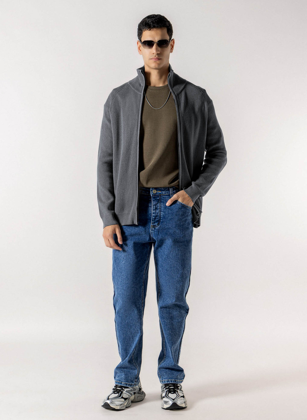 FULL ZIP HIGH NECK CARDIGAN