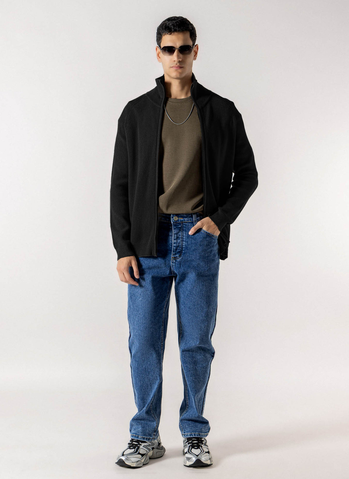 FULL ZIP HIGH NECK CARDIGAN