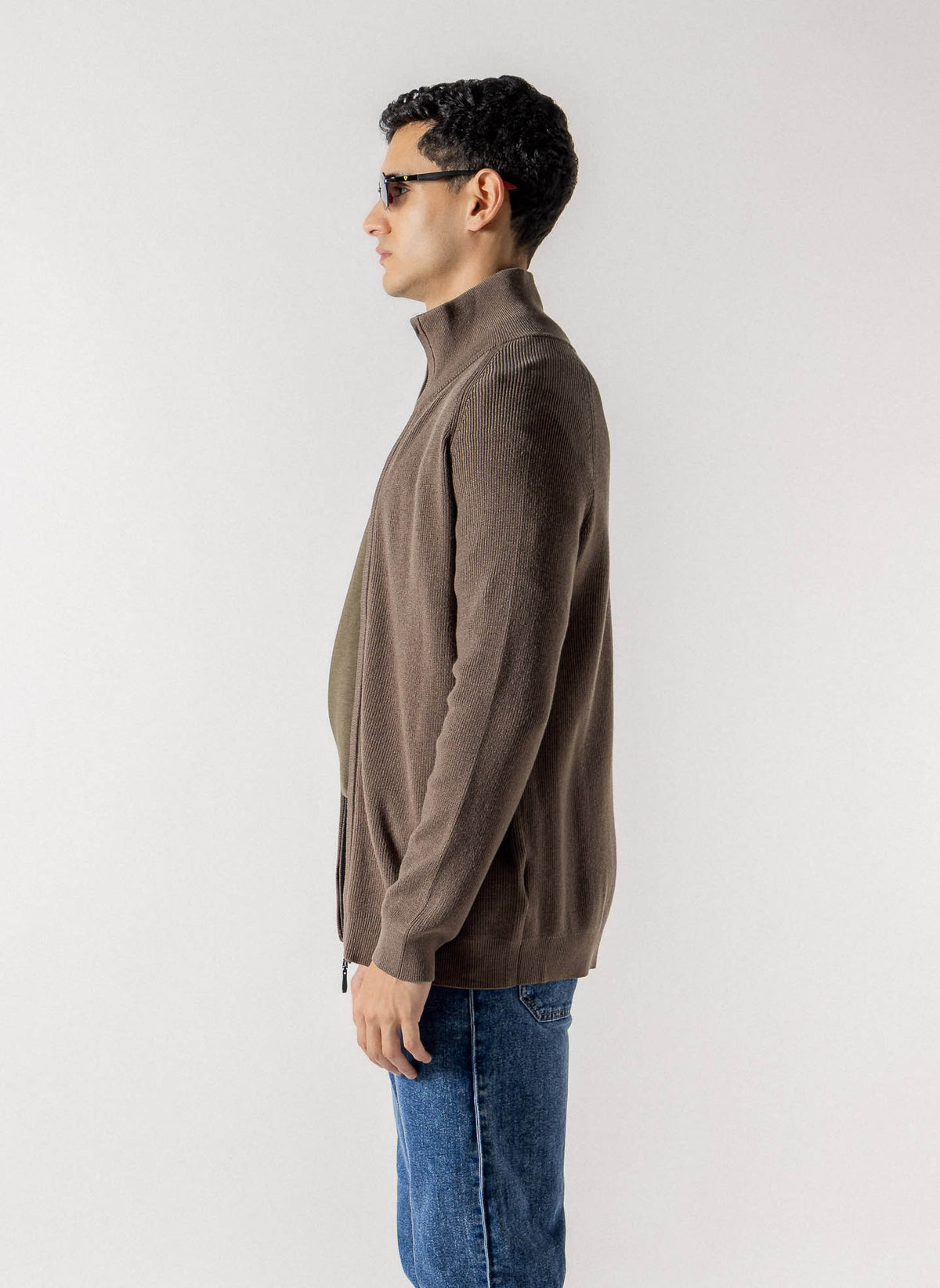 FULL ZIP HIGH NECK CARDIGAN