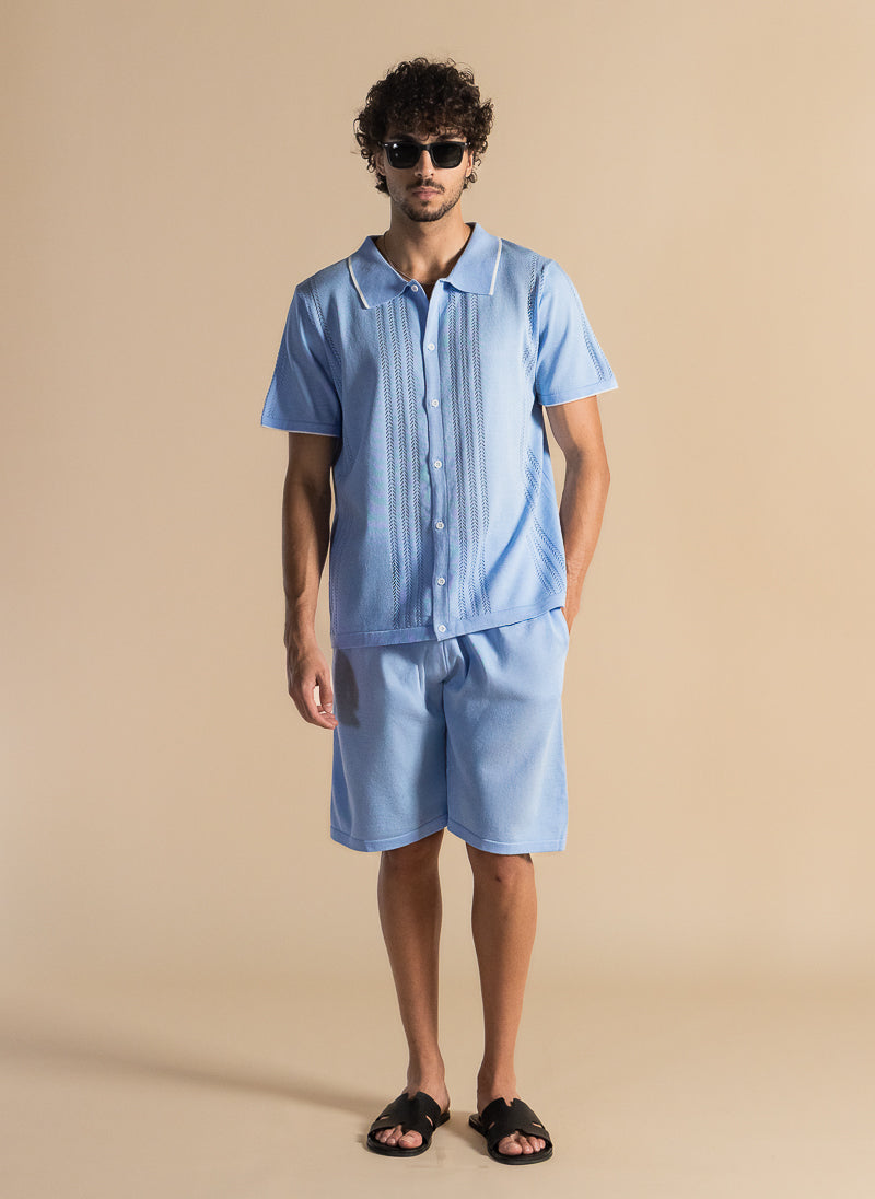 FINE KNIT DETAILED SHIRT SET