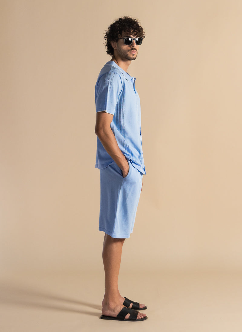 FINE KNIT DETAILED SHIRT SET