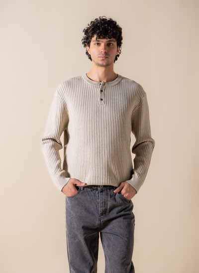 TEXTURED HENLEY SWEATSHIRT