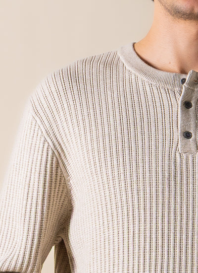 TEXTURED HENLEY SWEATSHIRT