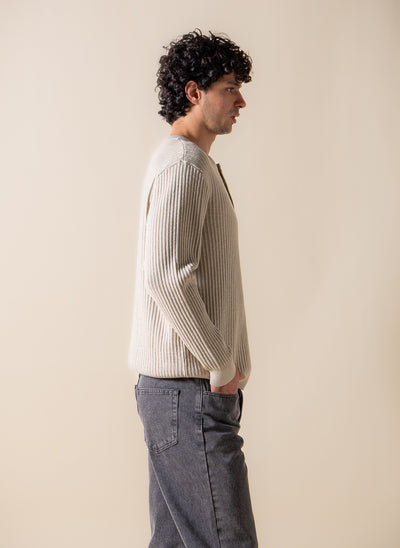 TEXTURED HENLEY SWEATSHIRT