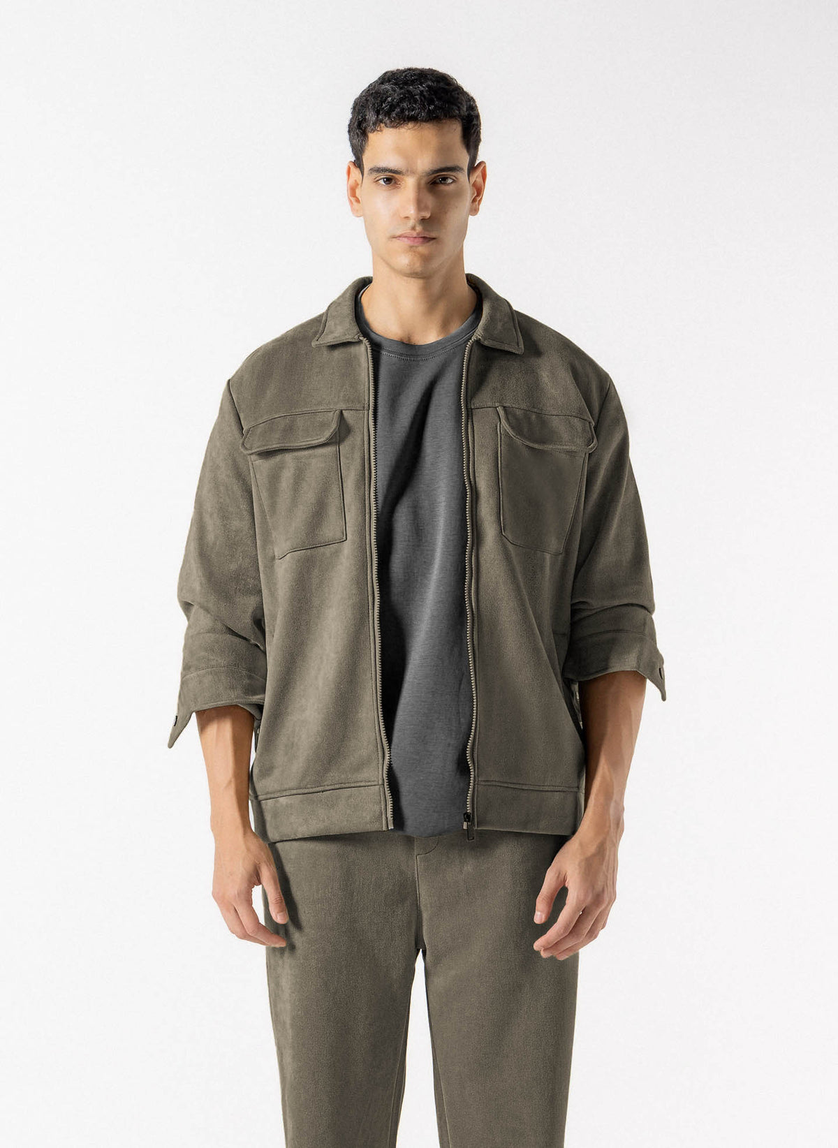 FAUX SUEDE JACKET SET