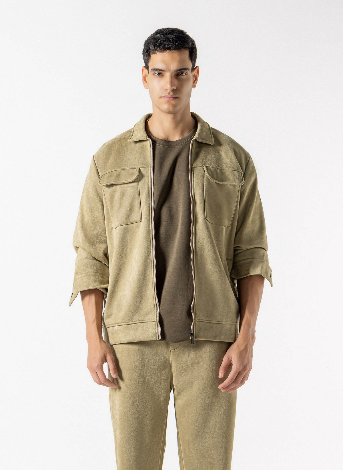 FAUX SUEDE JACKET SET