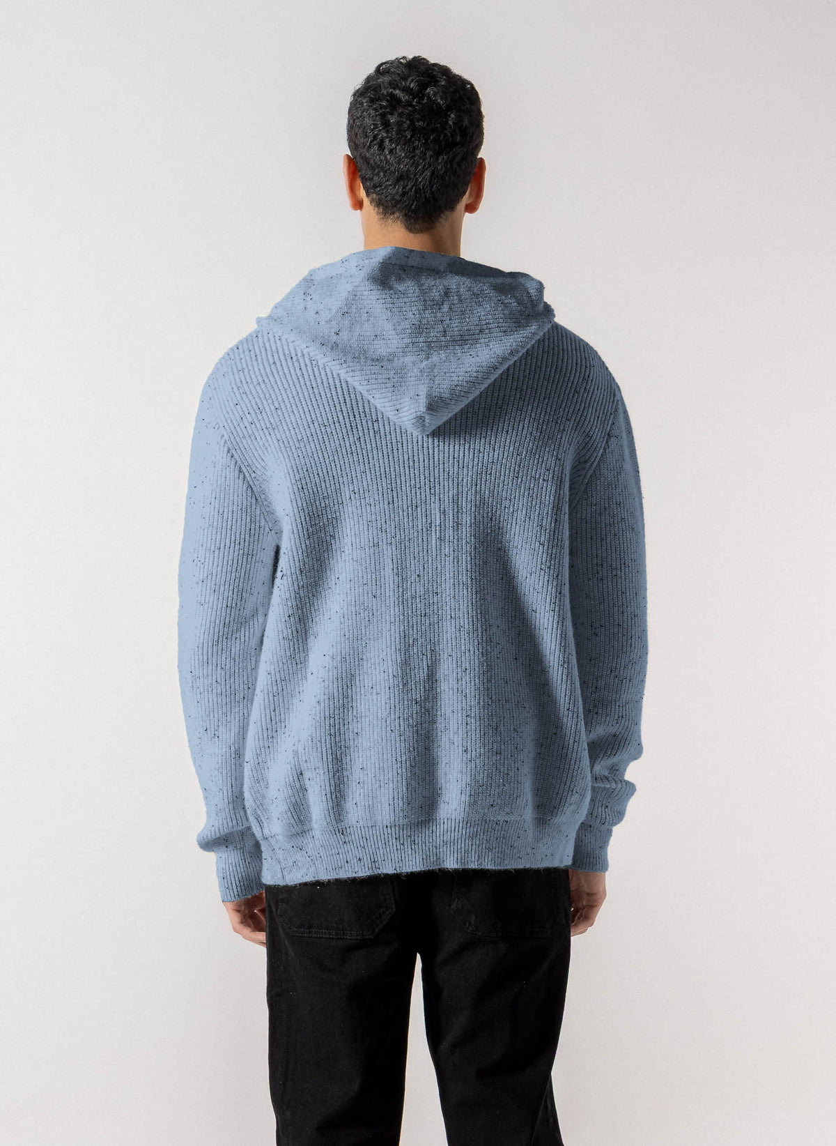 FLECKED FRONT ZIP  KNIT HOODIE
