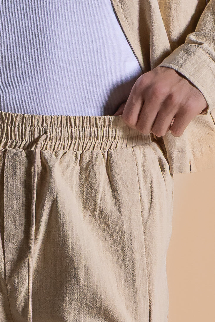 LINEN BLEND TEXTURED SHIRT SET