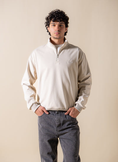 EMBROIDERED QUARTER-ZIP SWEATSHIRT
