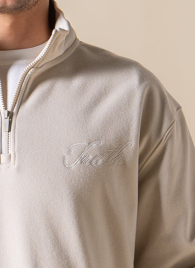 EMBROIDERED QUARTER-ZIP SWEATSHIRT