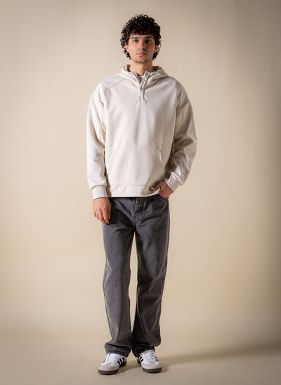 BUTTON DETAILED COMFORT HOODIE