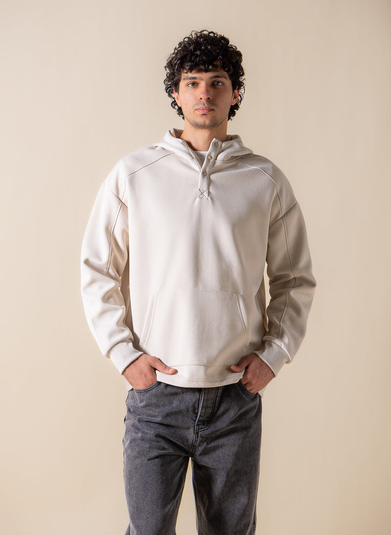 BUTTON DETAILED COMFORT HOODIE