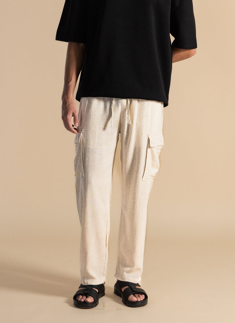 COMFORT LINEN CARGO TROUSERS