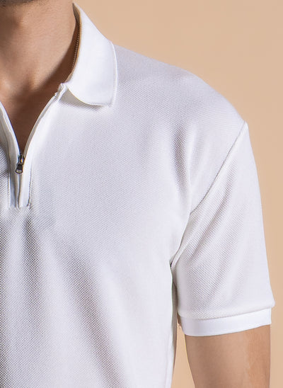 ZIPPER DETAIL POLO SHIRT