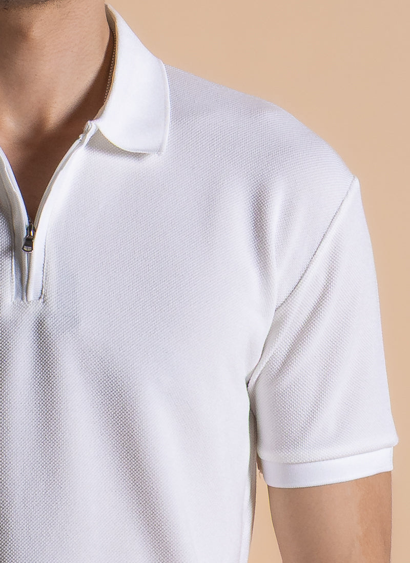 ZIPPER DETAIL POLO SHIRT