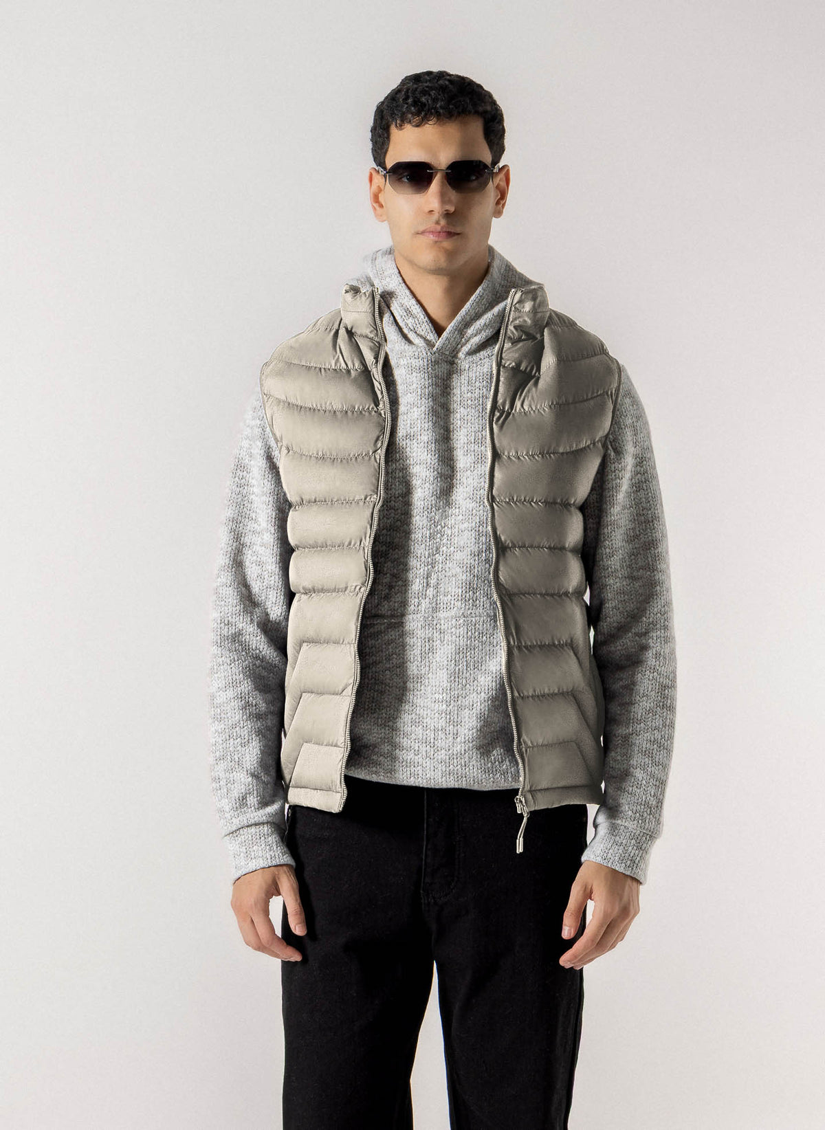 FLEECE LINED HOODED PUFFER VEST